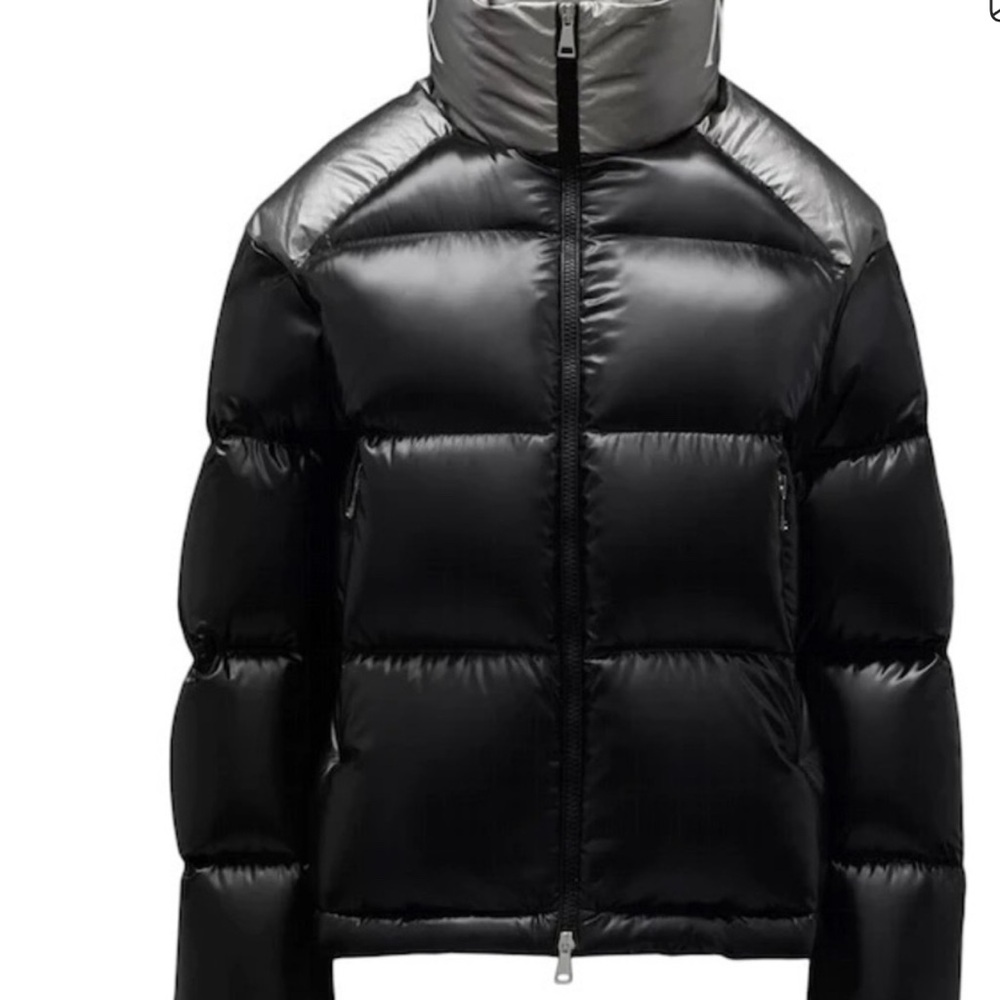 Moncler Cuscute Two-Tone Black and Silver Puffer Coat - Picture 2 of 9